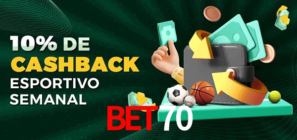 10% de bônus de cashback na Bet70